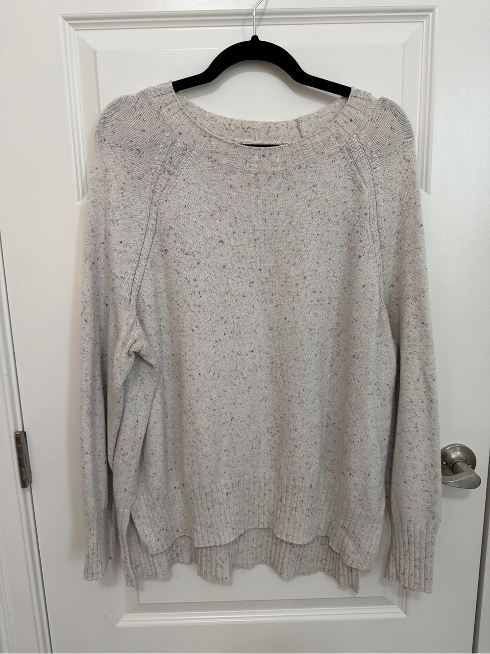 Old Navy Women's XL Soft Cozy Rib-Knit Trim Speckled Crewneck Sweater Oatmeal